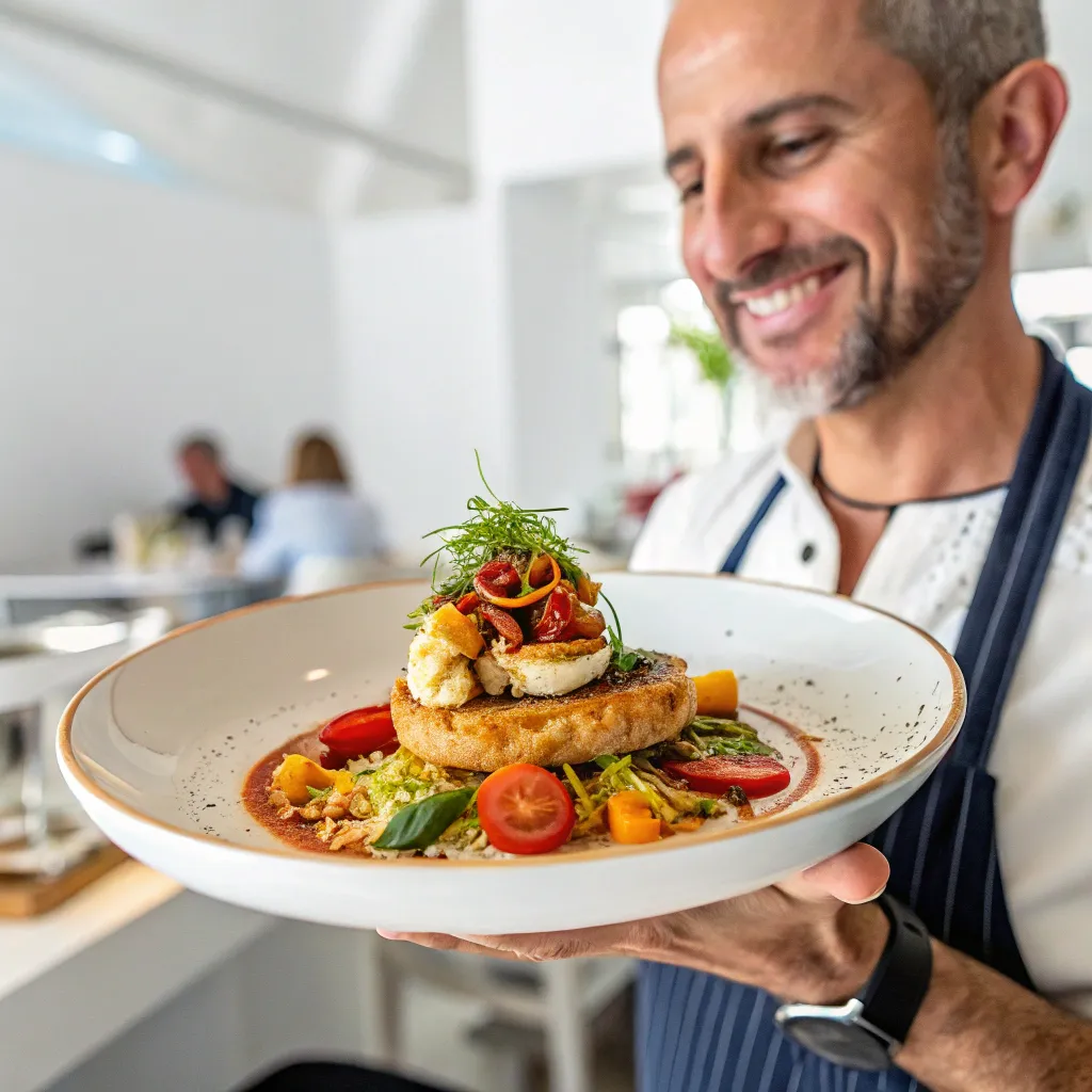 Customer showing a plate of food
